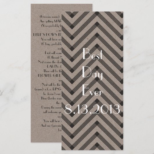 Fun & Modern Kraft Wedding Program Programm (Vorne/Hinten)