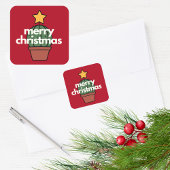 Fun Modern Merry Cacti Weihnachtsaufkleber Quadratischer Aufkleber