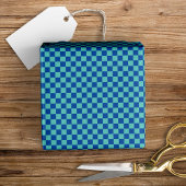 Fun Modern Mini Checkered Blue + Aqua Geschenkpapier