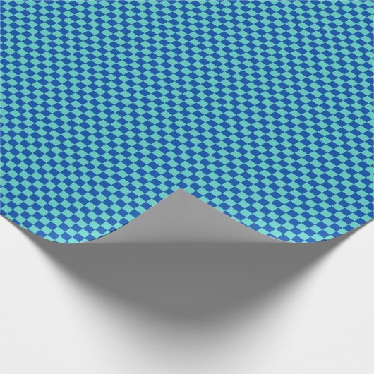 Fun Modern Mini Checkered Blue + Aqua Geschenkpapier (Ecke)