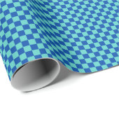 Fun Modern Mini Checkered Blue + Aqua Geschenkpapier (Rolleneckpunkt)