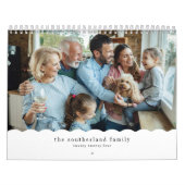 Fun Modern Minimal Retro Wavy Familie Foto Collage Kalender (Titelbild)