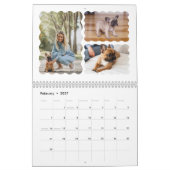 Fun Modern Minimal Retro Wavy Familie Foto Collage Kalender (Feb 2027)