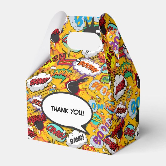 Fun Modern Modern Comic Book Wedding Geschenkschachtel (Rückseite)