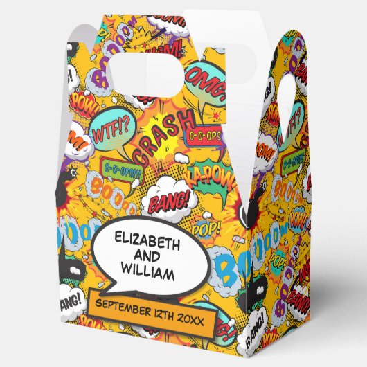 Fun Modern Modern Comic Book Wedding Geschenkschachtel (Geöffnet)