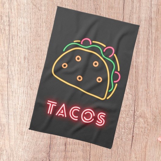 Fun Modern Neon Tacos Symbol Geschirrtuch