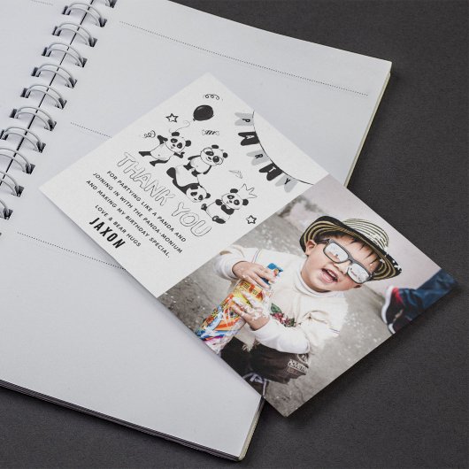 Fun Modern Panda Kindergeburtstag Dankeskarte