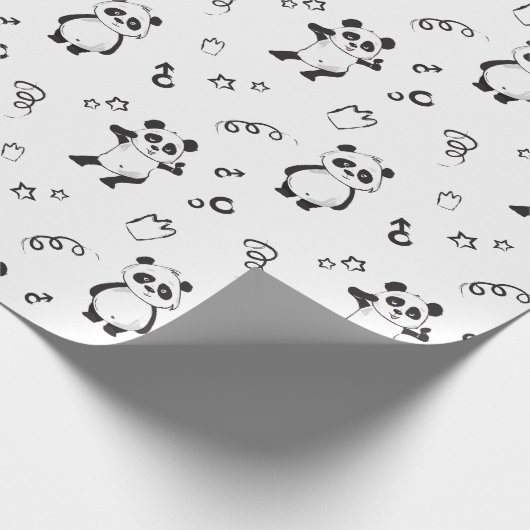 Fun Modern Panda Kindergeburtstag Geschenkpapier (Ecke)
