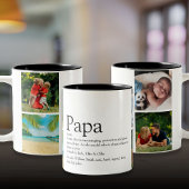 Fun Modern Papa Definition Zitat Collage Zweifarbige Tasse