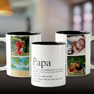 Fun Modern Papa Definition Zitat Collage Zweifarbige Tasse