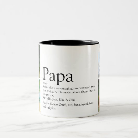 Fun Modern Papa Definition Zitat Collage Zweifarbige Tasse (Mittel)