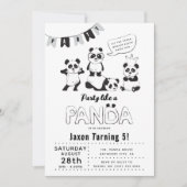 Fun Modern 'Party like a Panda' Kindergeburtstag Einladung (Vorderseite)