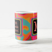 Fun Modern Pink Aquamarin Teacher Initial Class Sq Kaffeetasse (Mittel)
