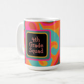 Fun Modern Pink Aquamarin Teacher Initial Class Sq Kaffeetasse (Vorderseite Links)