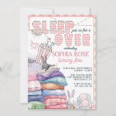 Fun Modern Pink Sleepover Geburtstagsparty Einladung (Vorderseite)