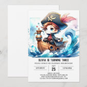 Fun Modern Pirate Birthday Einladung (Vorne/Hinten)