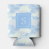 Fun Modern Rain Cloud Pattern Monogram Dosenkühler (Rückseite)
