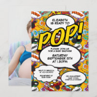 Fun Modern Ready to Pop Baby Shower Comic Foto