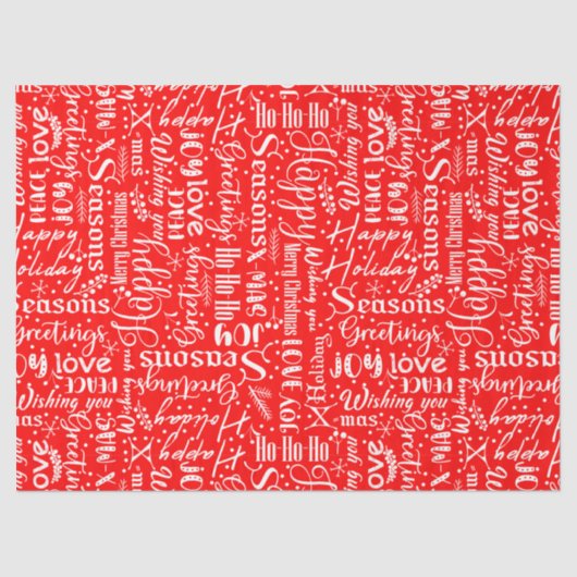 Fun Modern Red Merry Christmas Script Decoupage Seidenpapier (Vorderseite)