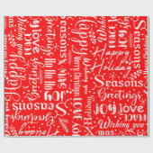 Fun Modern Red & White Christmas Script Geschenkpapier (Flach)