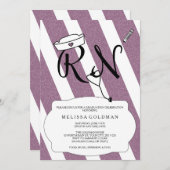 FUN MODERN RN Abschluss lädt zu LILA Glitzer ein Einladung (Vorne/Hinten)