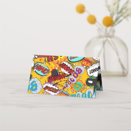 Fun Modern Speech Bubble Fun Retro Comic Book Platzkarte (Rückseite)