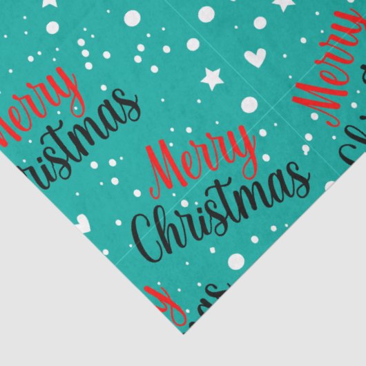 Fun Modern Teal Merry Christmas Script Decoupage Seidenpapier (Detail)
