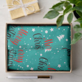 Fun Modern Teal Merry Christmas Script Decoupage Seidenpapier (Geschenk)