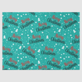 Fun Modern Teal Merry Christmas Script Decoupage Seidenpapier