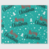 Fun Modern Teal Merry Christmas Script Geschenkpapier (Flach)