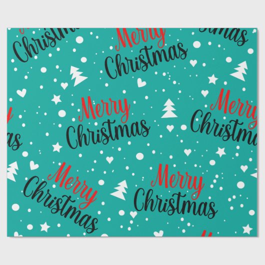 Fun Modern Teal Merry Christmas Script Geschenkpapier (Flach)