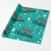 Fun Modern Teal Merry Christmas Script Geschenkpapier (Ungerollt)