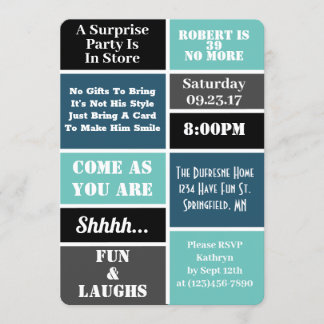 Fun & Modern Überraschung Geburtstagsparty Einladung