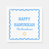 Fun Modern Wavy Border Blue Hanukkah Party Napkins Serviette (Vorderseite)
