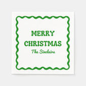 Fun Modern Wavy Border Green Weihnachten Party Serviette (Vorderseite)