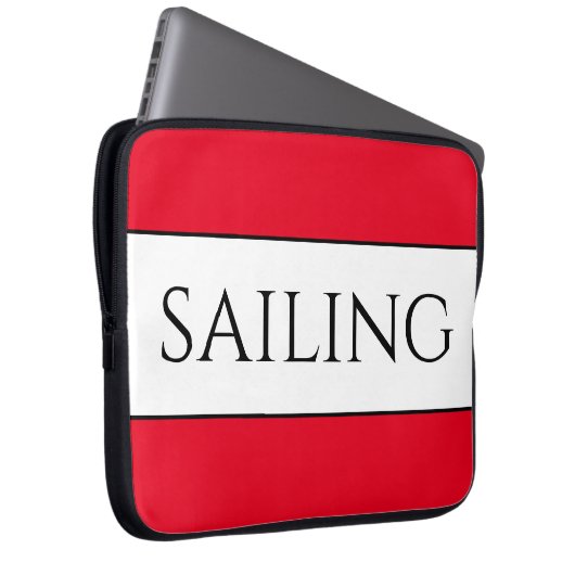 Fun Modern White Bold Red Trim SEGELN Streifen Laptopschutzhülle (Vorne Rechts)