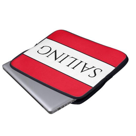 Fun Modern White Bold Red Trim SEGELN Streifen Laptopschutzhülle (Vorne Knopf)