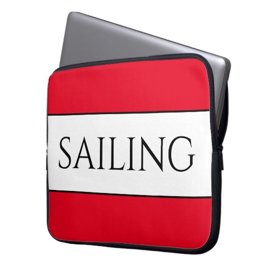 Fun Modern White Bold Red Trim SEGELN Streifen Laptopschutzhülle (Vorderseite Links)