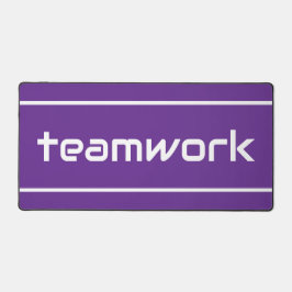 Fun Modern White TEAMWORK Stripes On Royal Purple Schreibtischunterlage