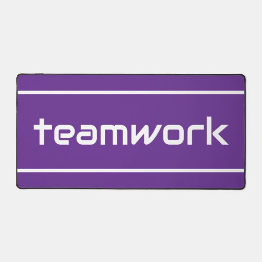 Fun Modern White TEAMWORK Stripes On Royal Purple Schreibtischunterlage (Vorderseite)