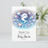 Fun Moderne Dolphin Baby Dusche Dankeskarte (Stehend Vorderseite)