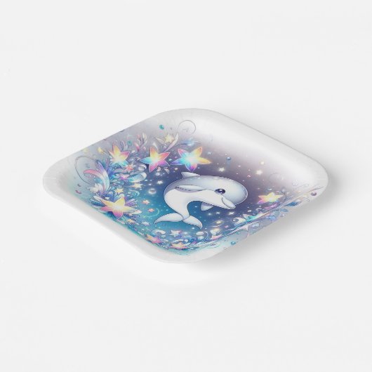 Fun Moderne Dolphin Baby Dusche Pappteller (Gewinkelt)