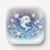 Fun Moderne Dolphin Baby Dusche Pappteller (Vorderseite)