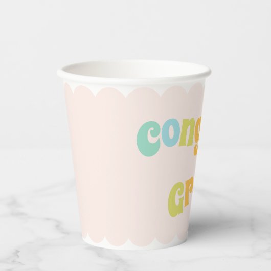 Fun Moderne farbenfrohe Glückwunsch Grad Pappbecher (Vorderseite)