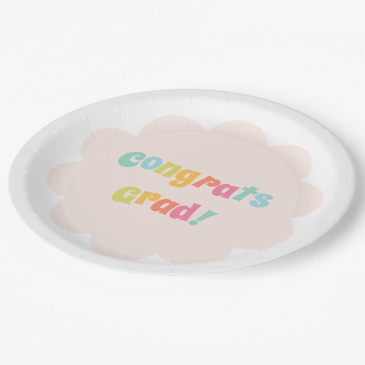 Fun Moderne farbenfrohe Glückwunsch Grad Pappteller (Schrägansicht)