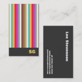 Fun Moderne farbenfrohe Streifen Monogramm Visitenkarte (Vorne/Hinten)
