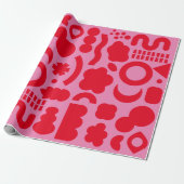 Fun moderne Formen farbenfroh rosa rotes Wrapping Geschenkpapier (Ungerollt)