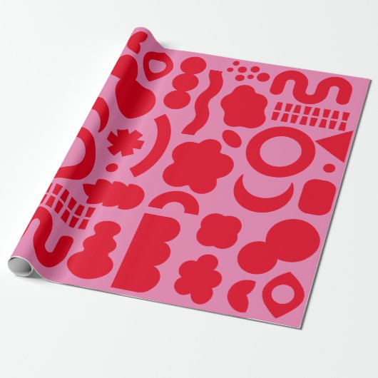 Fun moderne Formen farbenfroh rosa rotes Wrapping Geschenkpapier (Ungerollt)