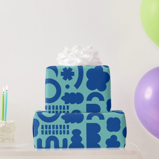 Fun Moderne Formen farbenfrohe Aqua Blue Geschenkpapier (Partygeschenke)