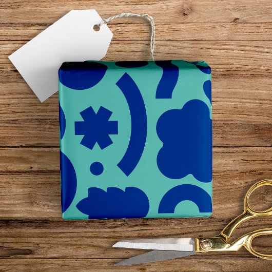 Fun Moderne Formen farbenfrohe Aqua Blue Geschenkpapier